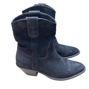 Saint Laurent Santiag Eastwood Boots Suede Nero Size 39